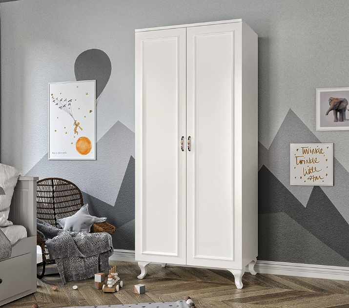 2 kapılı beyaz elbise dolabı